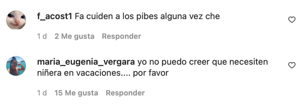 Mery del Cerro llevó a la niñera de vacaciones y sus seguidores la lapidaron