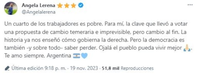 La reacción de los famosos tras la victoria de Javier Milei en el balotaje