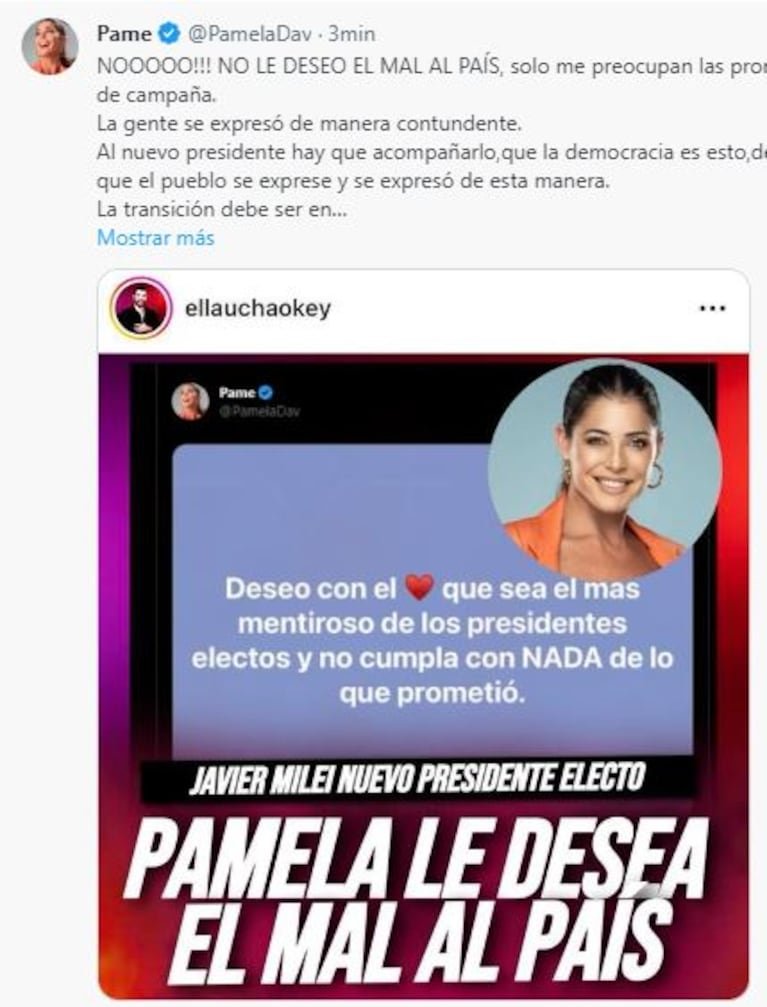 La reacción de los famosos tras la victoria de Javier Milei en el balotaje